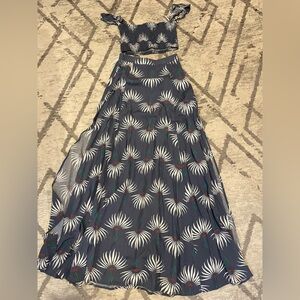 Lulus Dusty Blue Floral Print Two Piece Set